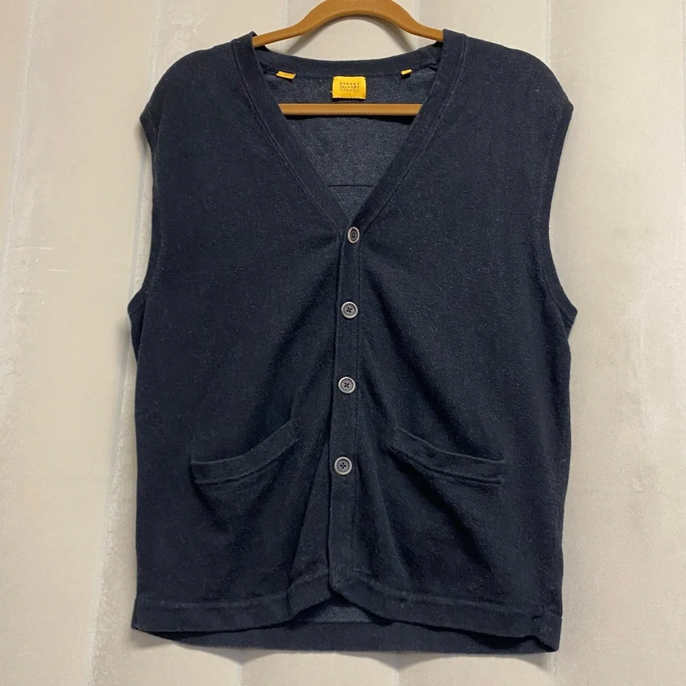 Robert Talbott Carmel Men’s Vest Sleeveless Cardigan Medium Silk Cashmere Cotton